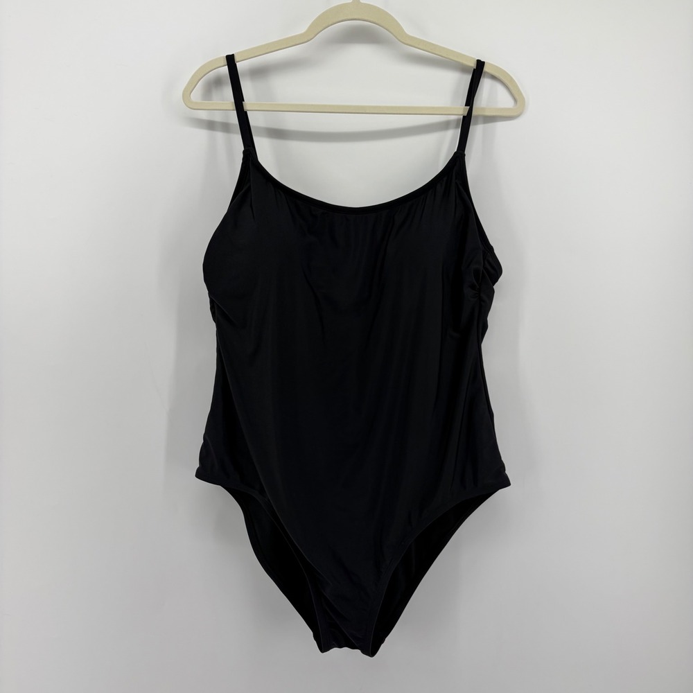 Hurley Womens XXL Black One Piece‎ Swimsuit Strappy Back Adjustable Scoop Neck